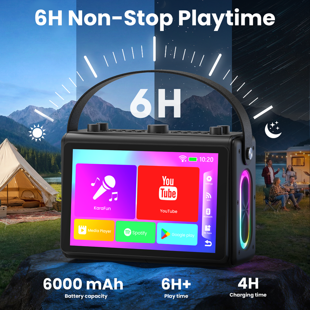 Karaoke Machine for Adults, Built-in 10.1" HD Lyrics Screen, Supports WiFi Bluetooth HDMI USB and TF, Portable Karaoke Player with 2 Wireless Microphones for Home Party Family Gathering